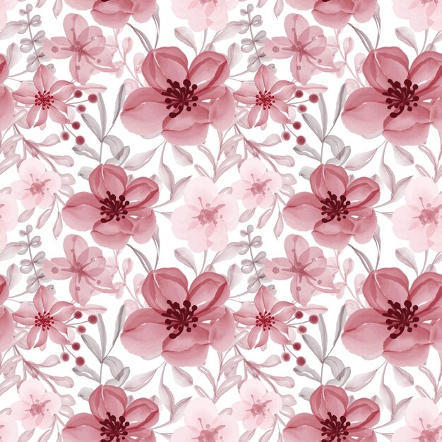 Watercolor floral red seamless pattern