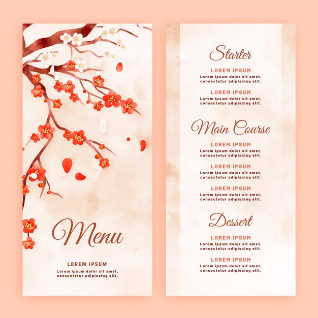 Watercolor floral restaurant menu template