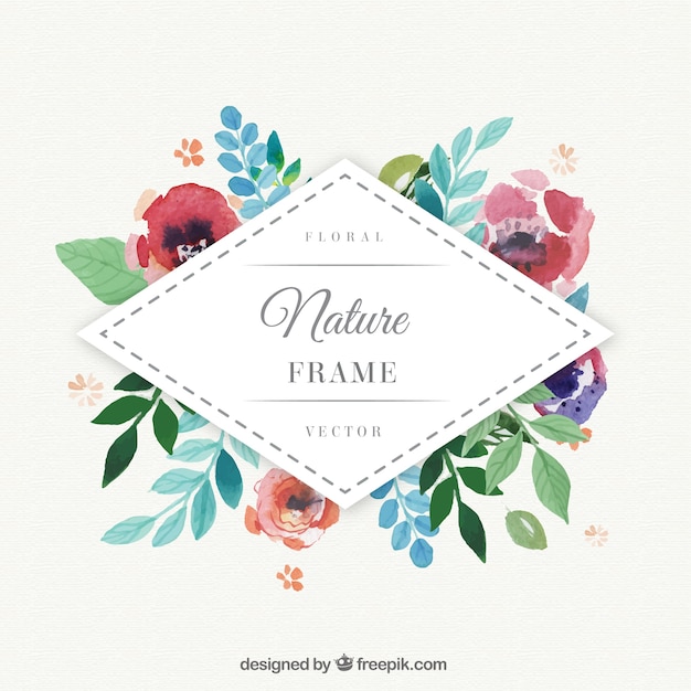 Watercolor floral rhombus frame