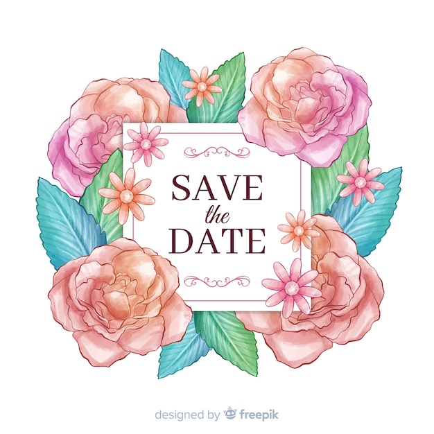 Watercolor floral save the date