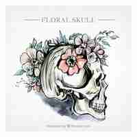 Free vector watercolor floral skull background