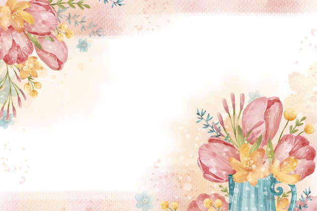 Watercolor floral spring background