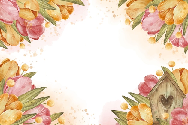 Watercolor floral spring background