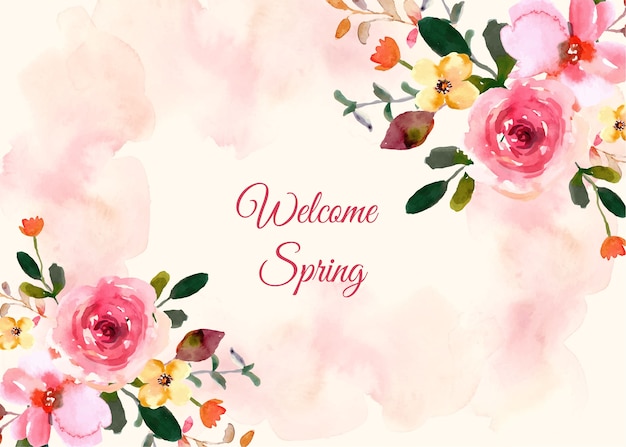 Watercolor floral spring background