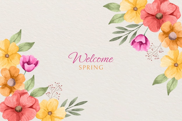 Watercolor floral spring background