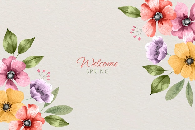 Watercolor floral spring background
