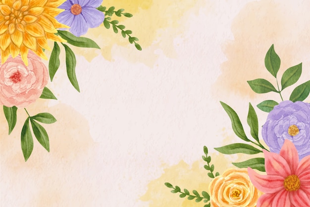 Watercolor floral spring background