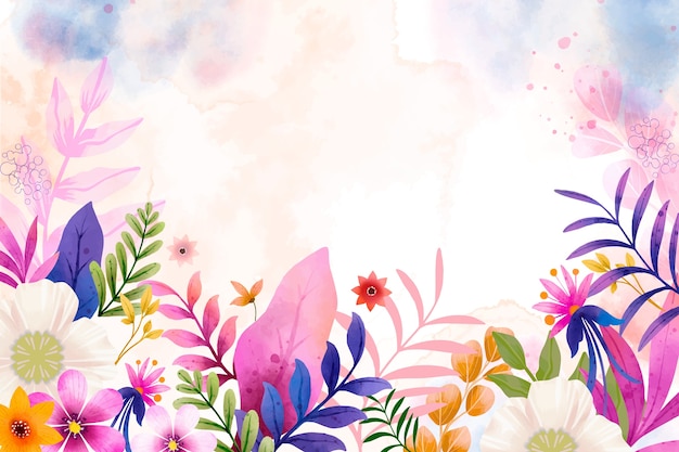 Watercolor floral spring background