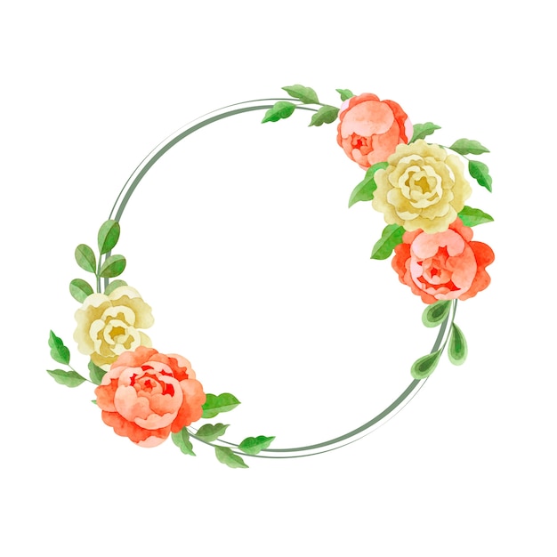 Watercolor floral spring frame template