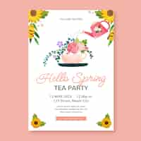 Free vector watercolor floral spring invitation template