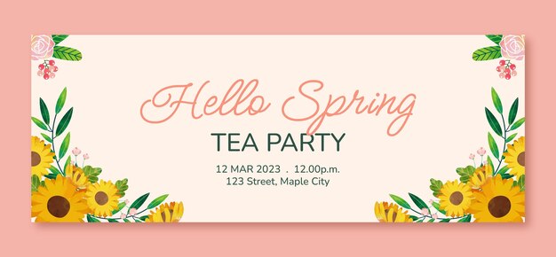 Free vector watercolor floral spring social media cover template