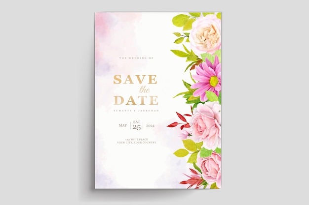 Watercolor floral spring summer card design