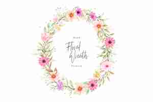 Free vector watercolor floral summer wreath illustration