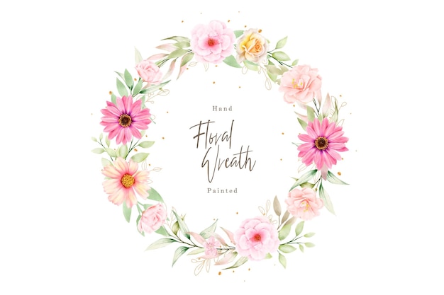 Free vector watercolor floral summer wreath illustration