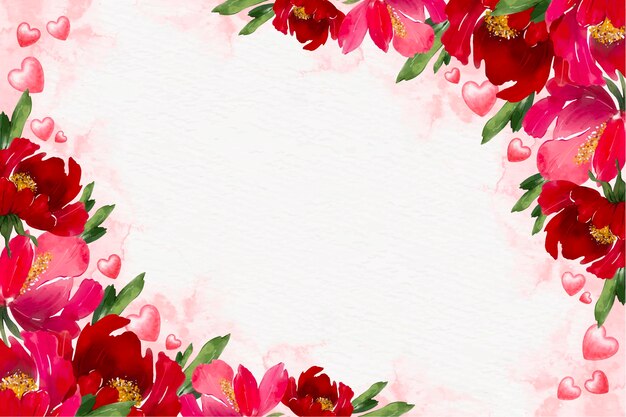 Watercolor floral valentine's day background