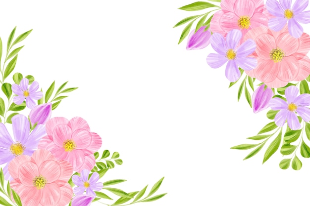 Watercolor floral wallpaper with white space