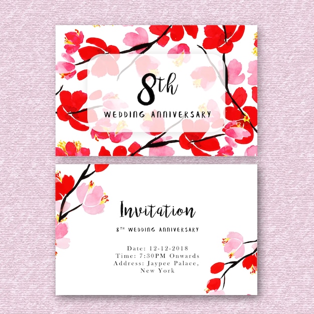 Watercolor floral wedding anniversary invitation