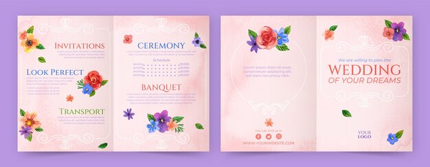 watercolor floral wedding brochure