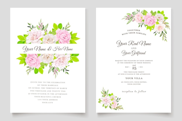 Free vector watercolor floral wedding card design