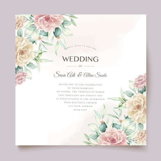 watercolor floral wedding card set