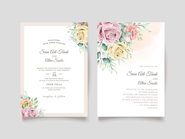 watercolor floral wedding card set