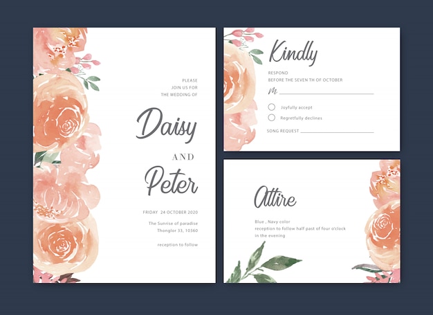 Free vector watercolor floral wedding card template