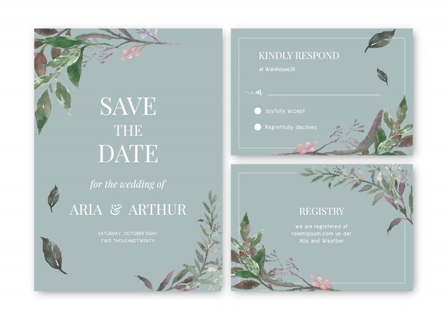 watercolor floral wedding card template