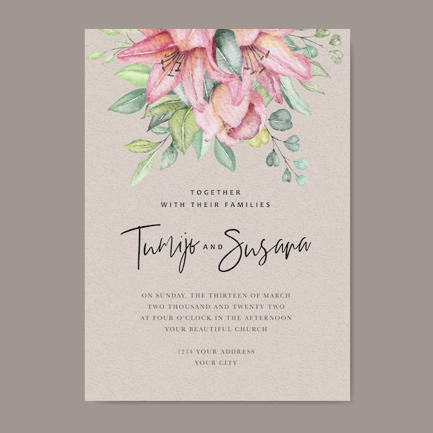 Free vector watercolor floral wedding card