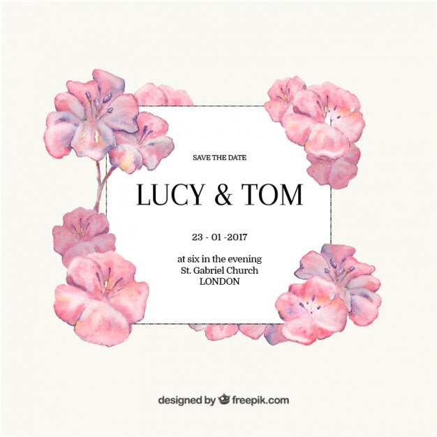 Watercolor floral wedding card