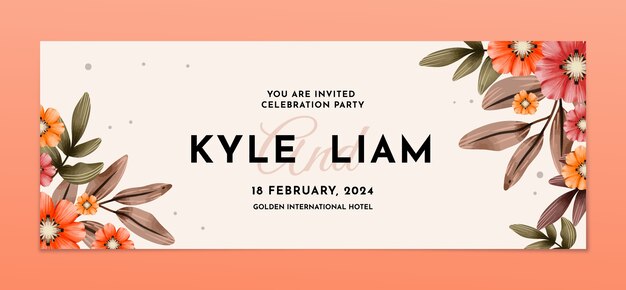 watercolor floral wedding celebration facebook cover