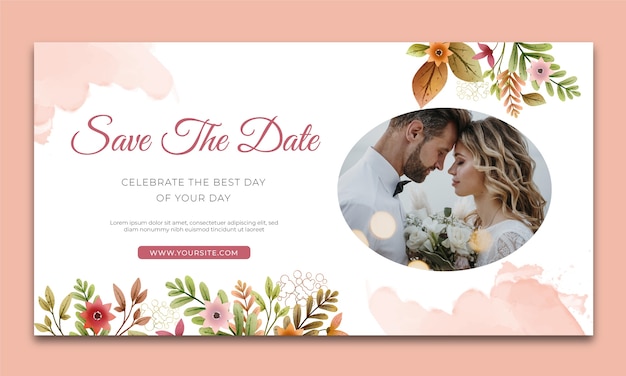 Free vector watercolor floral wedding celebration facebook template