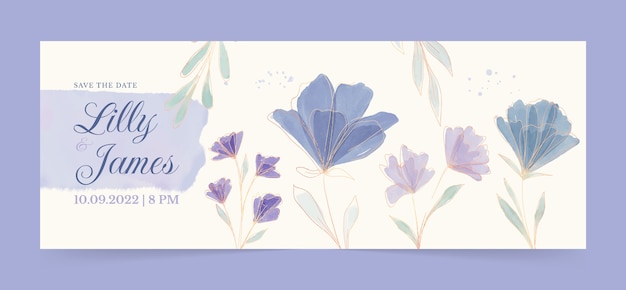 Watercolor floral wedding facebook cover