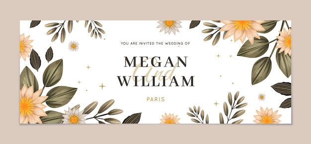 Free vector watercolor floral wedding facebook cover