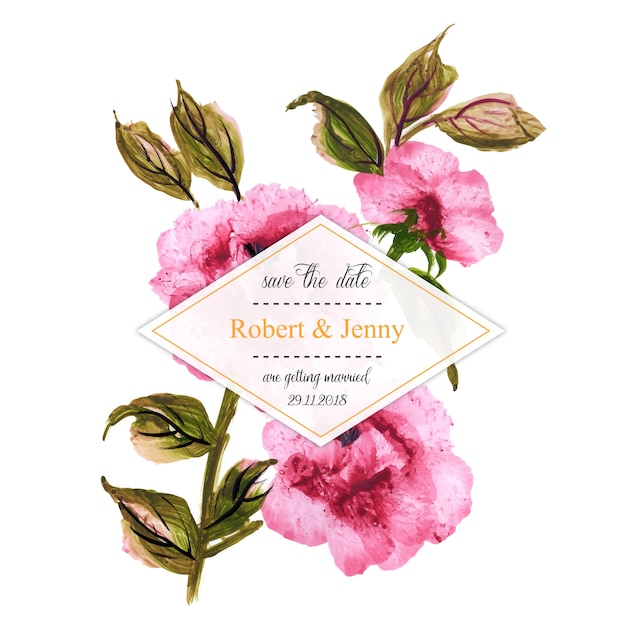 Watercolor Floral Wedding Frame Invitation Card