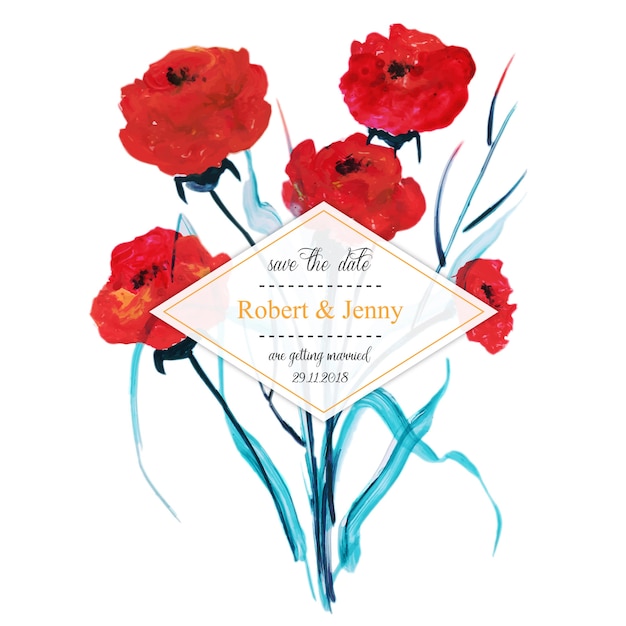 Watercolor Floral Wedding Frame Invitation Card