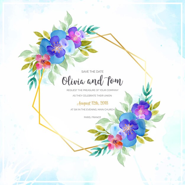 Watercolor floral wedding frame