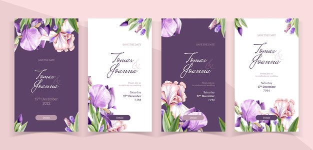 Watercolor floral wedding instagram stories  design