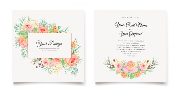 watercolor floral wedding invitation card design