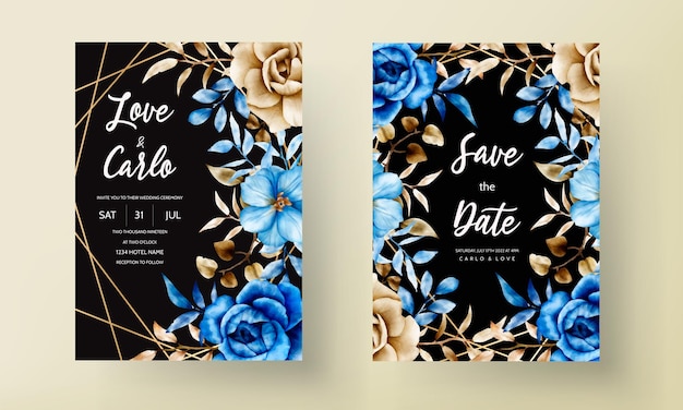 Free vector watercolor floral wedding invitation card design