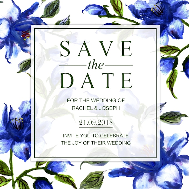 Watercolor Floral Wedding Invitation Card