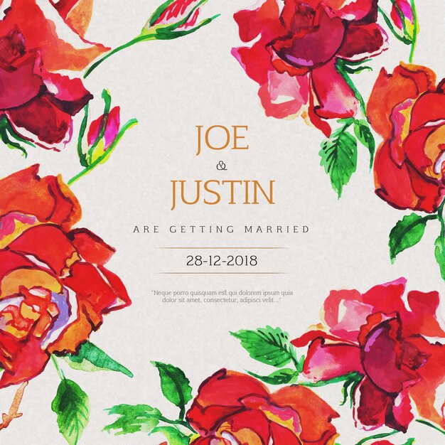 Watercolor Floral Wedding Invitation Card