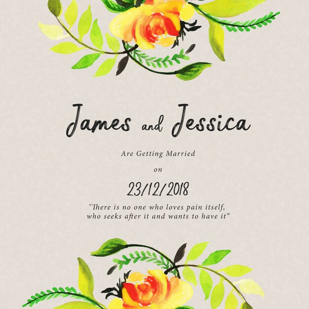 Watercolor Floral Wedding Invitation Card