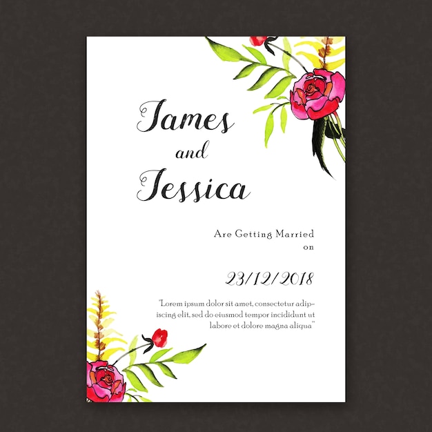 Watercolor Floral Wedding Invitation Card