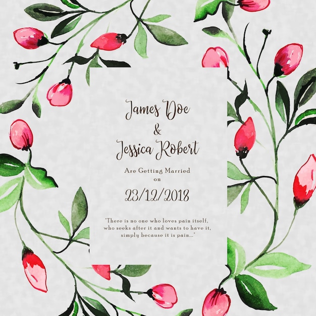 Watercolor floral wedding invitation card