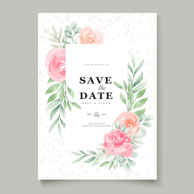 Free vector watercolor floral wedding invitation card