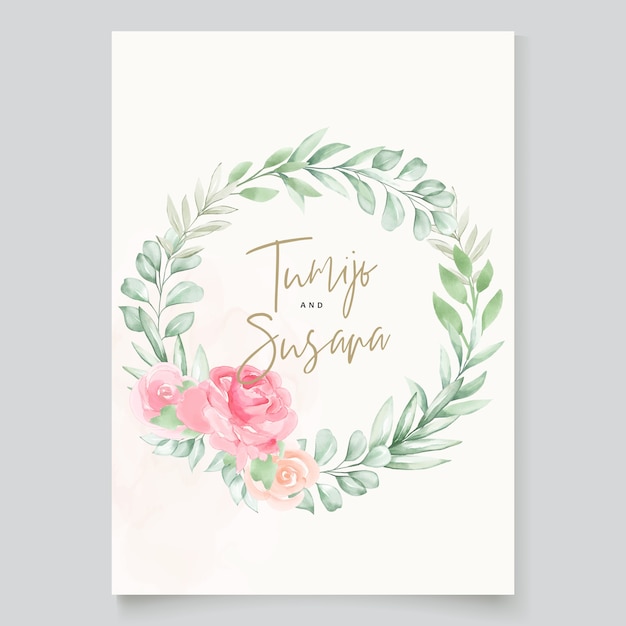 水彩花の結婚式の招待カード