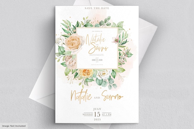 Watercolor floral wedding invitation card