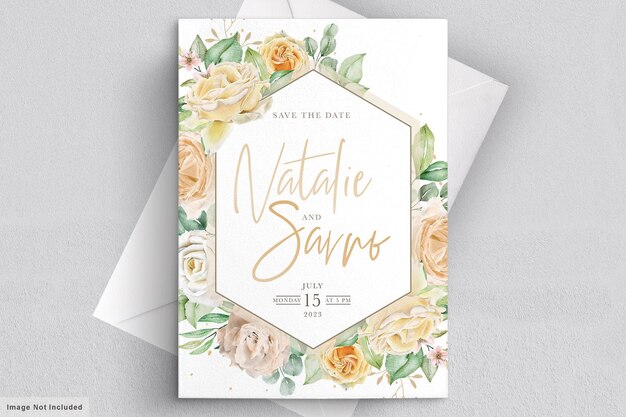 Watercolor floral Wedding invitation card