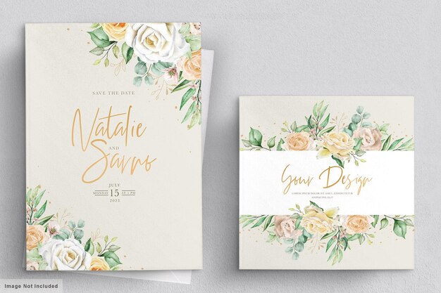 Free vector watercolor floral wedding invitation card