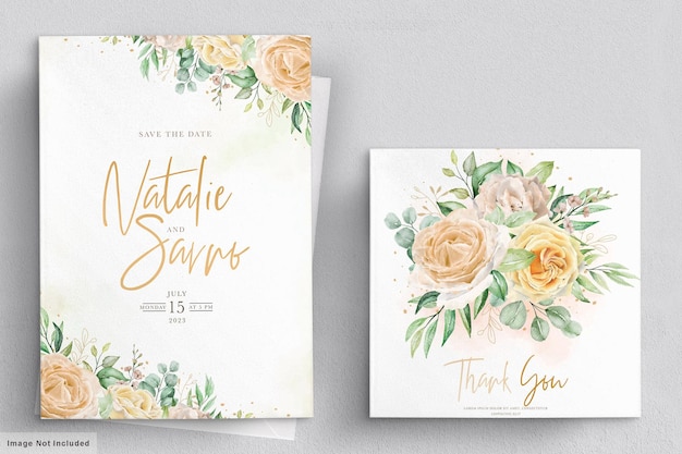 Watercolor floral Wedding invitation card